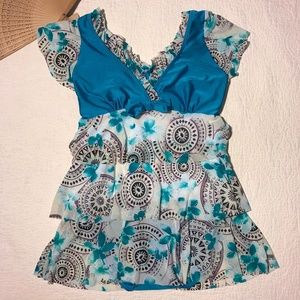 Asian Made Swimsuit Ruffle Tiered Bow 1Pc XXL